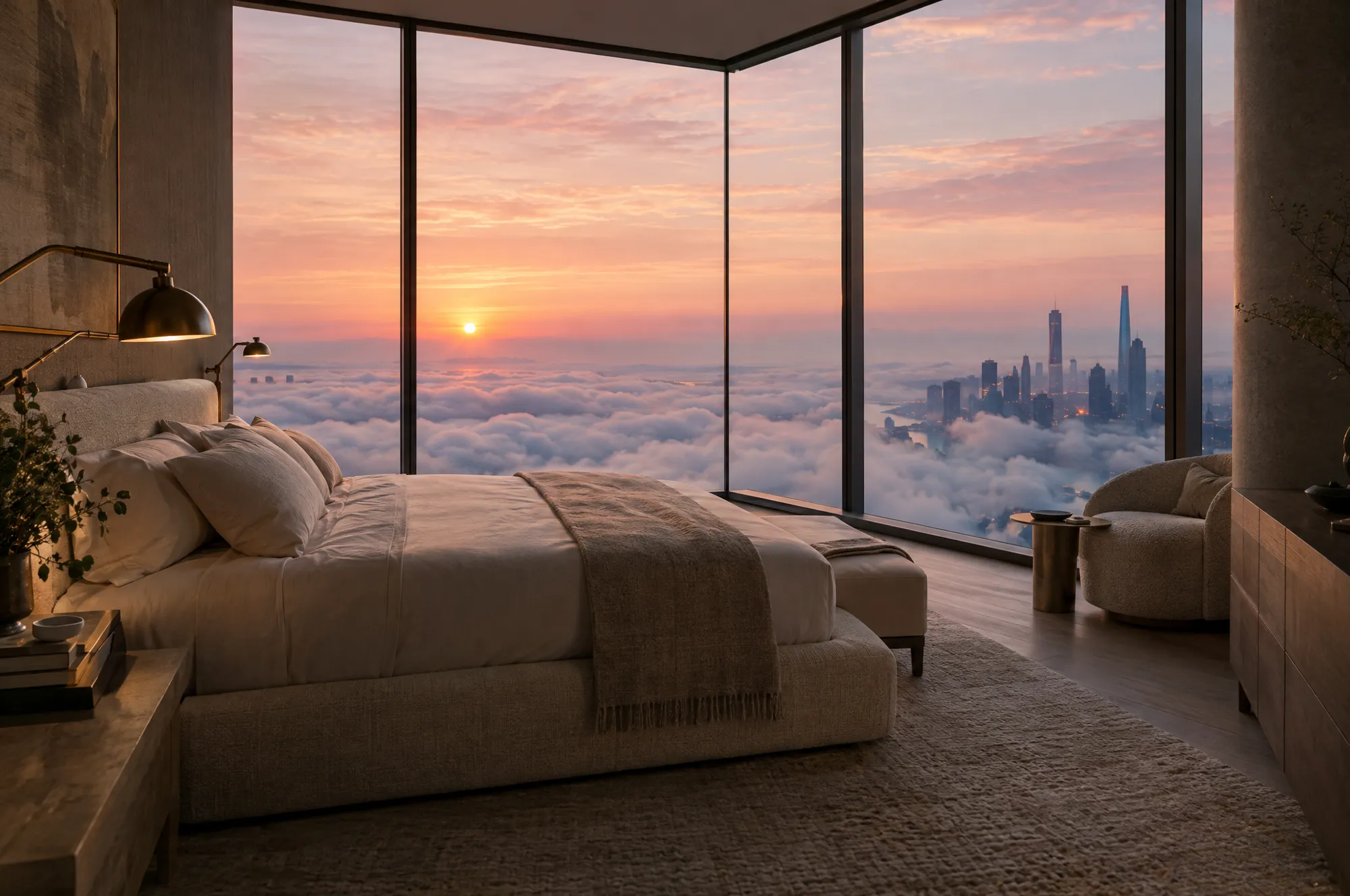 Two bedroom residence primary suite above the clouds